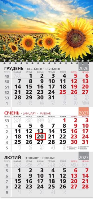 Календар 2027 офісний 3. Соняхи