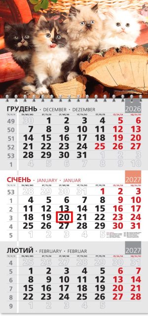 Календар 2027 офісний 3. Муркотіння чотирьох